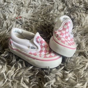 Pink Toddler Slip on Check Print Vans